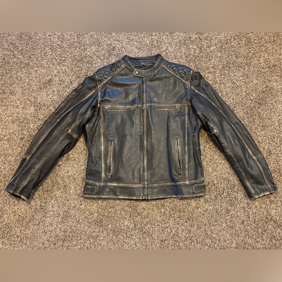 Bilt Alder Custom Dark Brown Quilted Biker Leather Motorcycle Jacket US 48 EU 58 - Picture 1 of 7